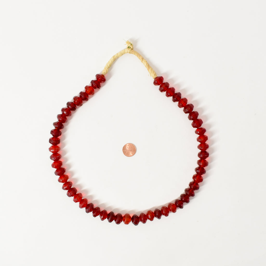 Red Vaseline Faceted Trade Beads