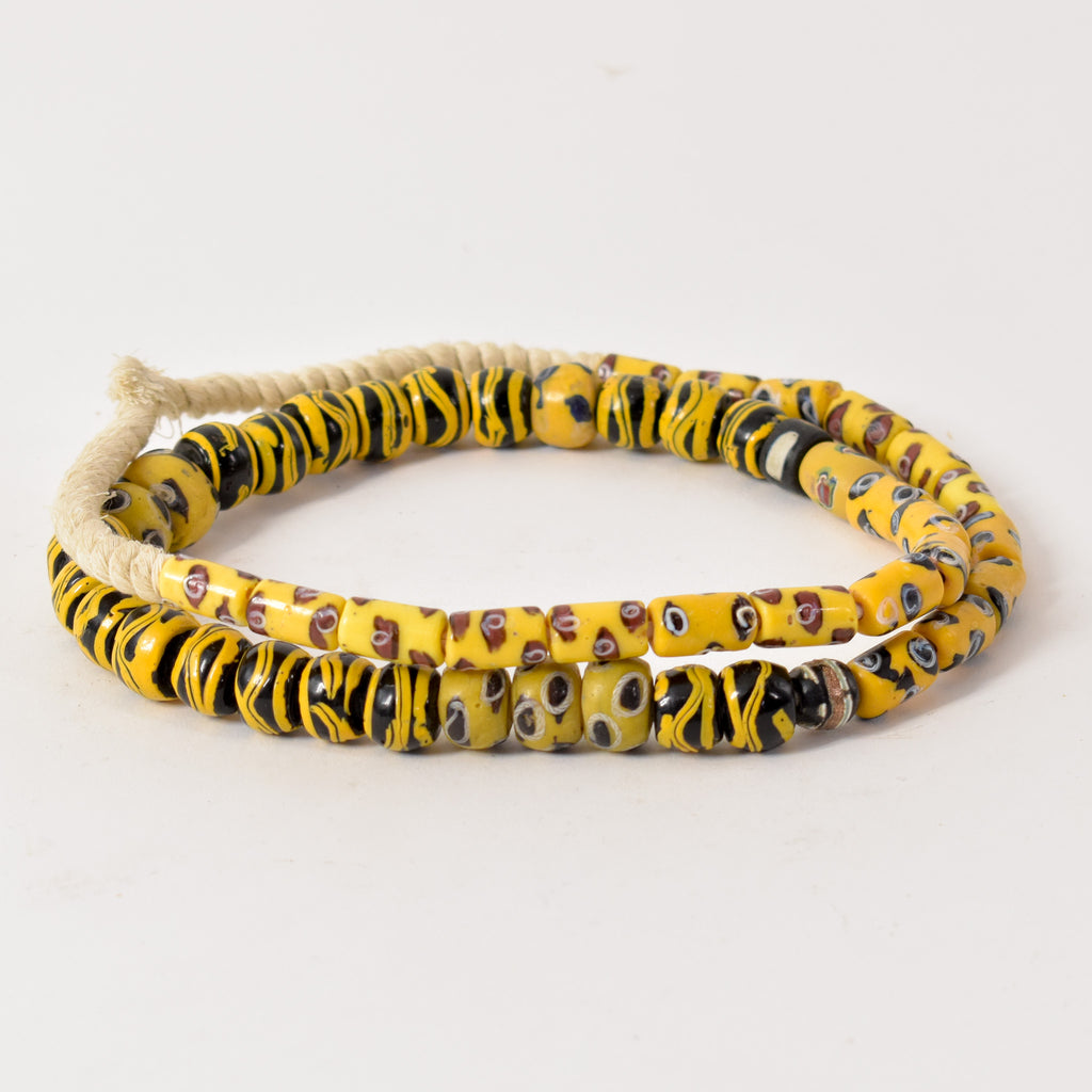 Yellow Venetian Trade Beads 31 Inch