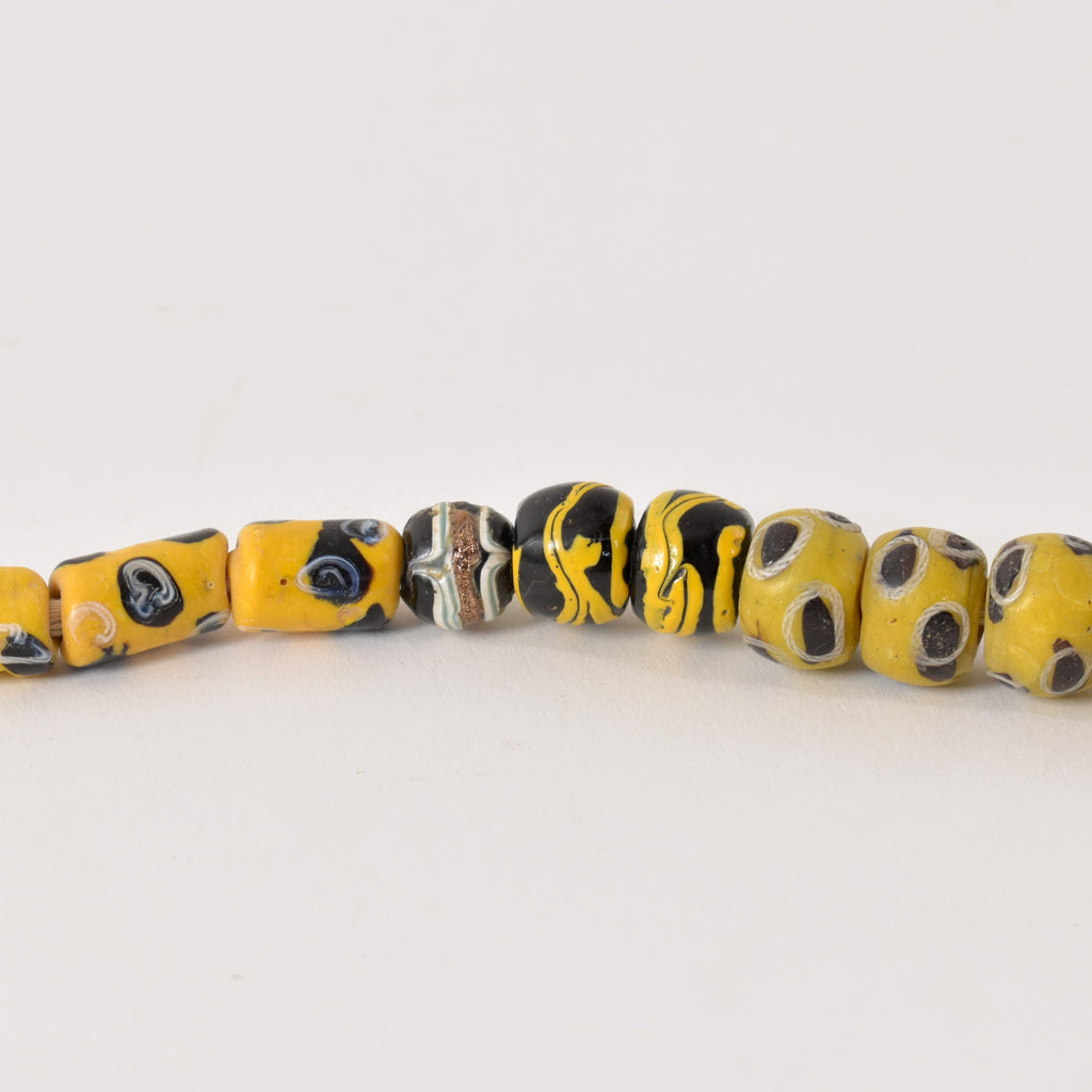 Yellow Venetian Trade Beads 31 Inch