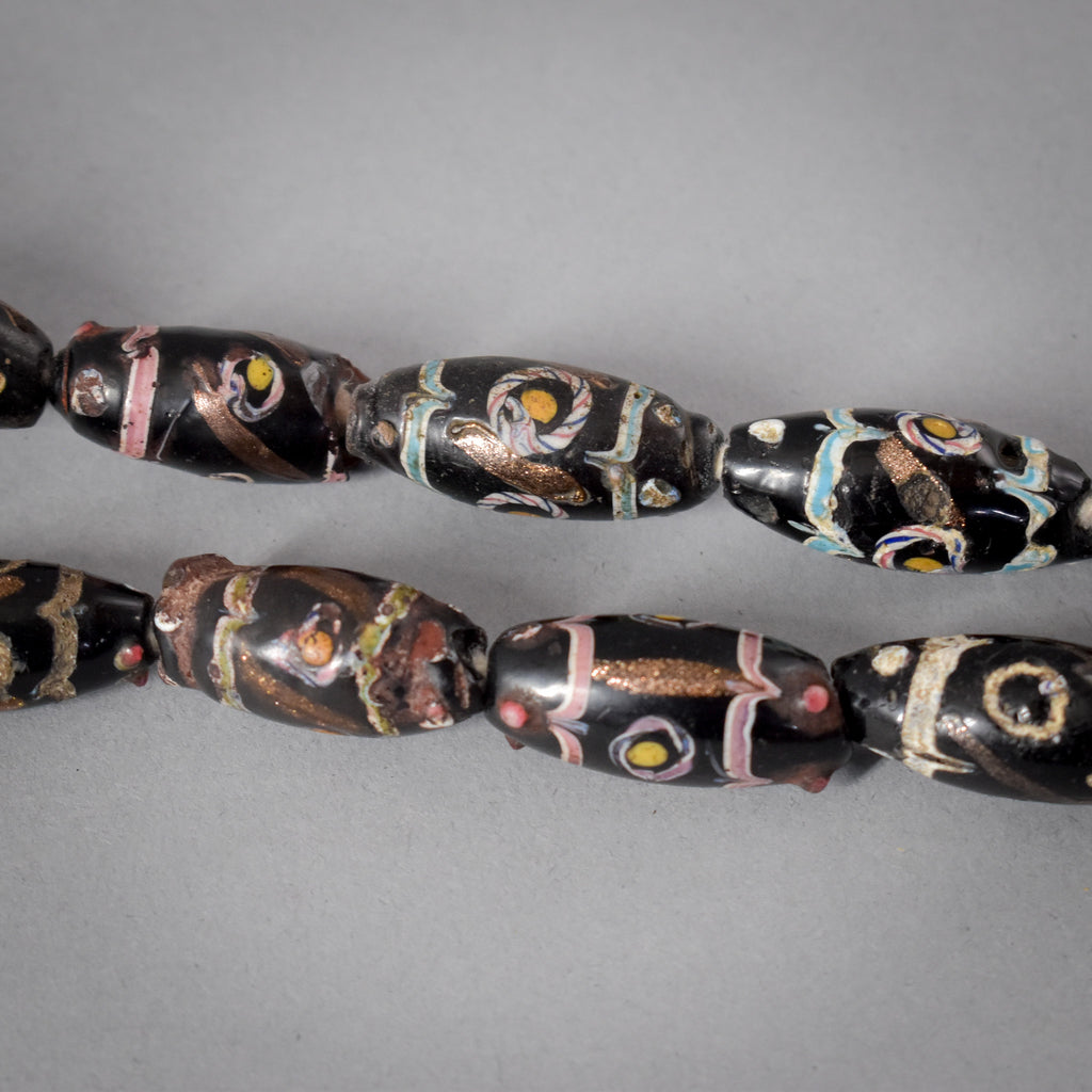 Black Aventurine Venetian Trade Beads