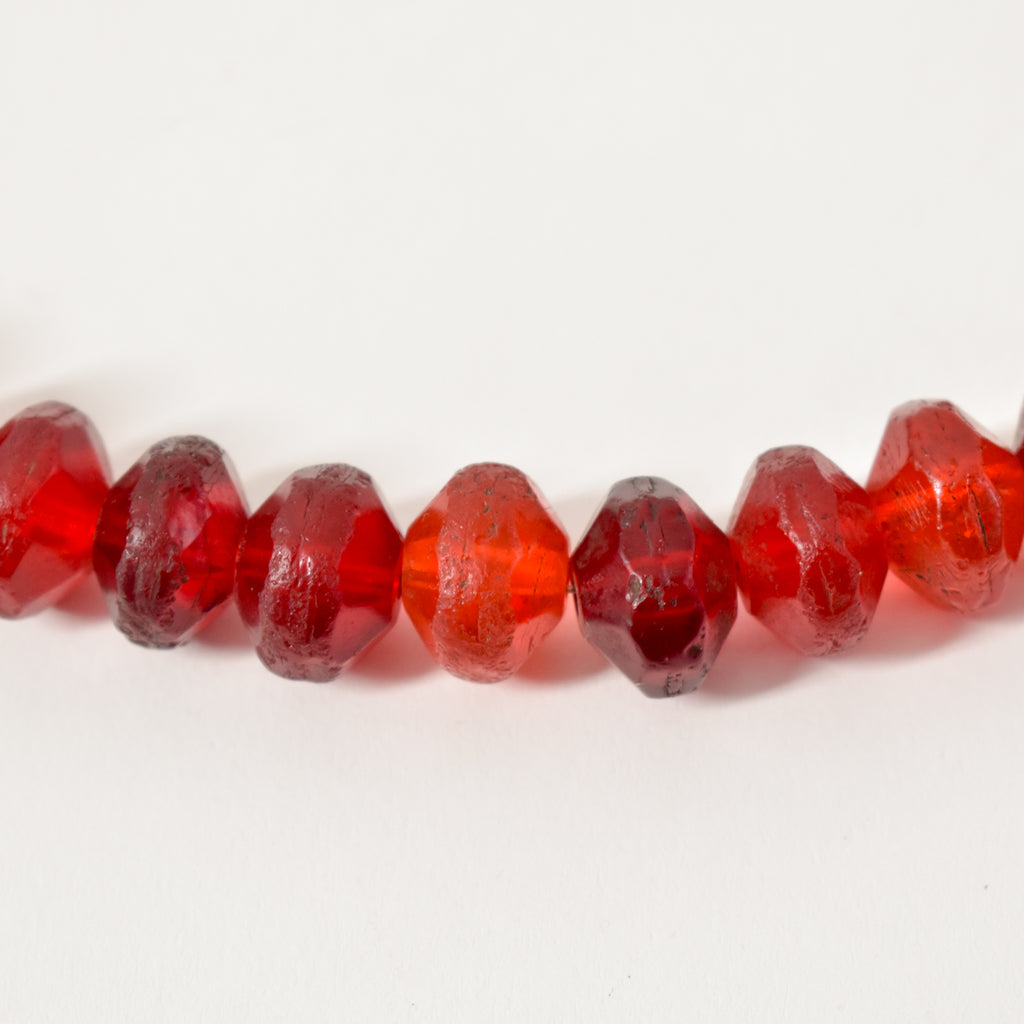 Red Vaseline Faceted Trade Beads
