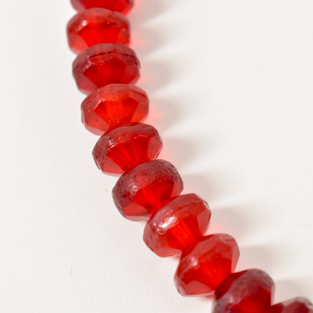 Red Vaseline Faceted Trade Beads