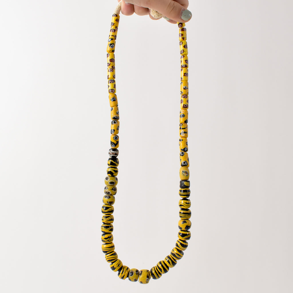 Yellow Venetian Trade Beads 31 Inch