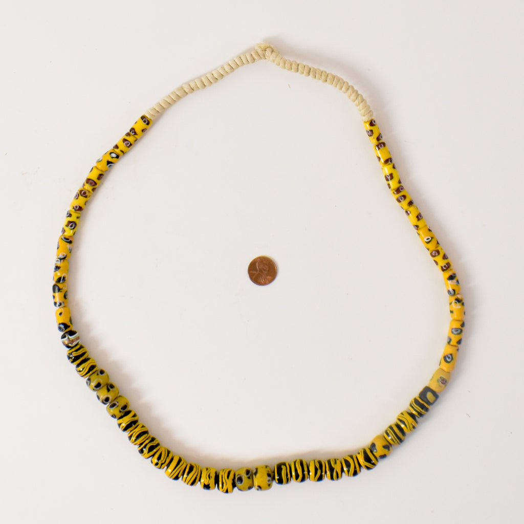 Yellow Venetian Trade Beads 31 Inch