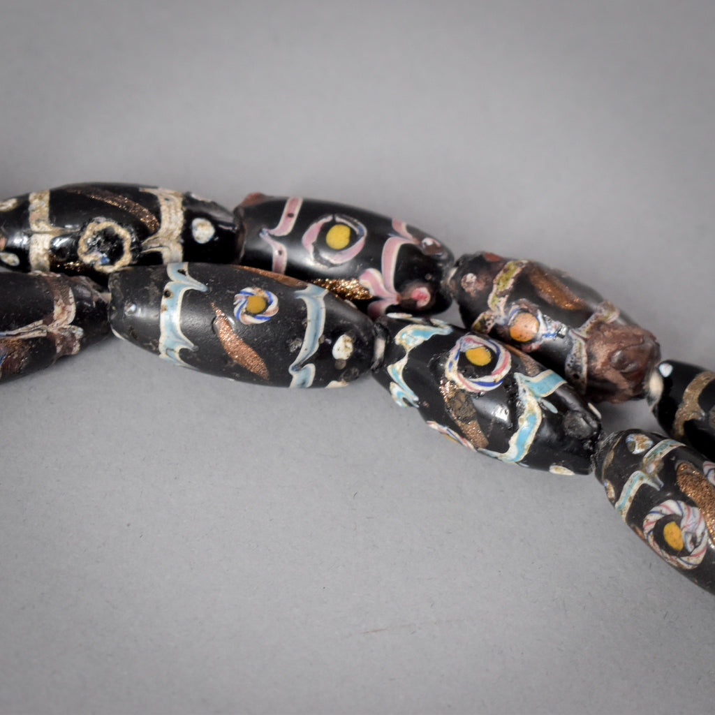 Black Aventurine Venetian Trade Beads