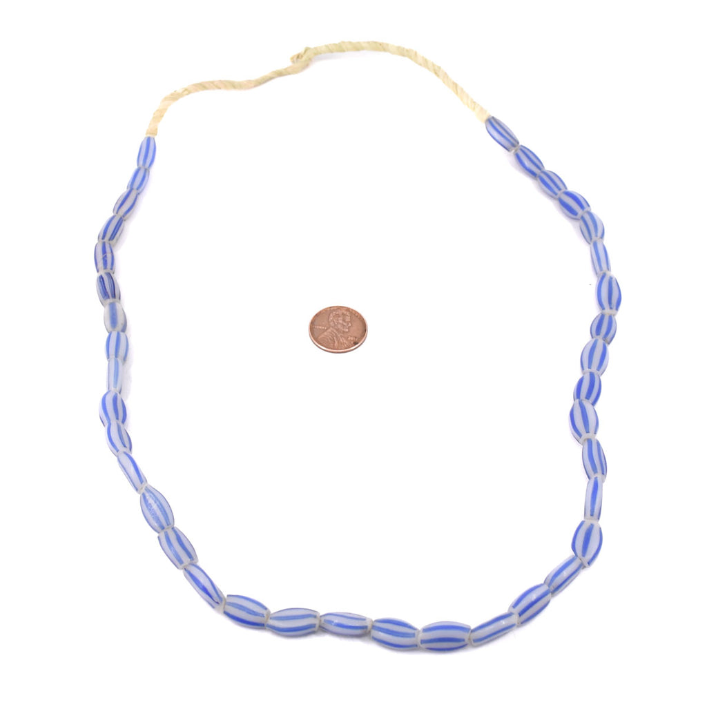 Blue Striped Melon Venetian Trade Beads
