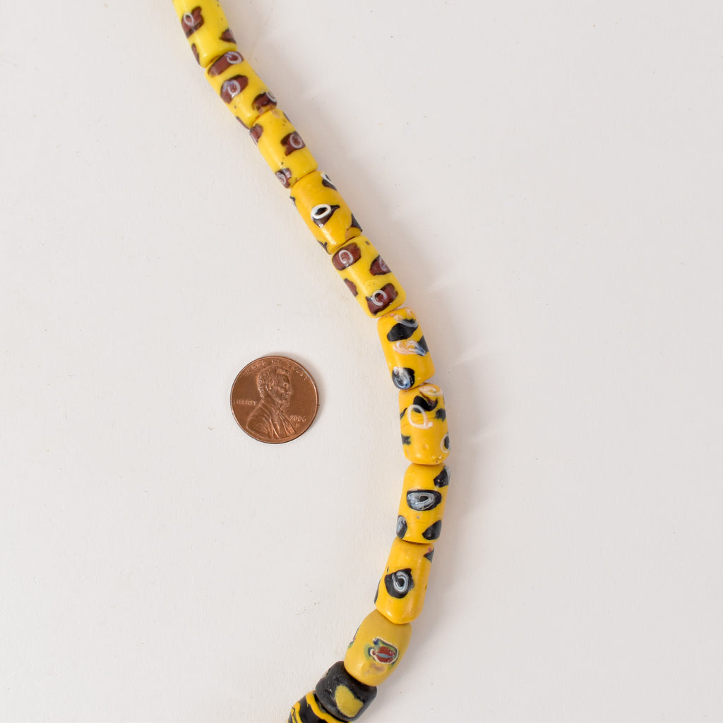 Yellow Venetian Trade Beads 31 Inch