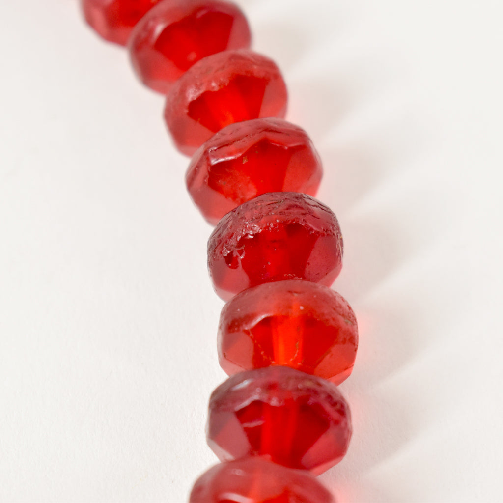 Red Vaseline Faceted Trade Beads
