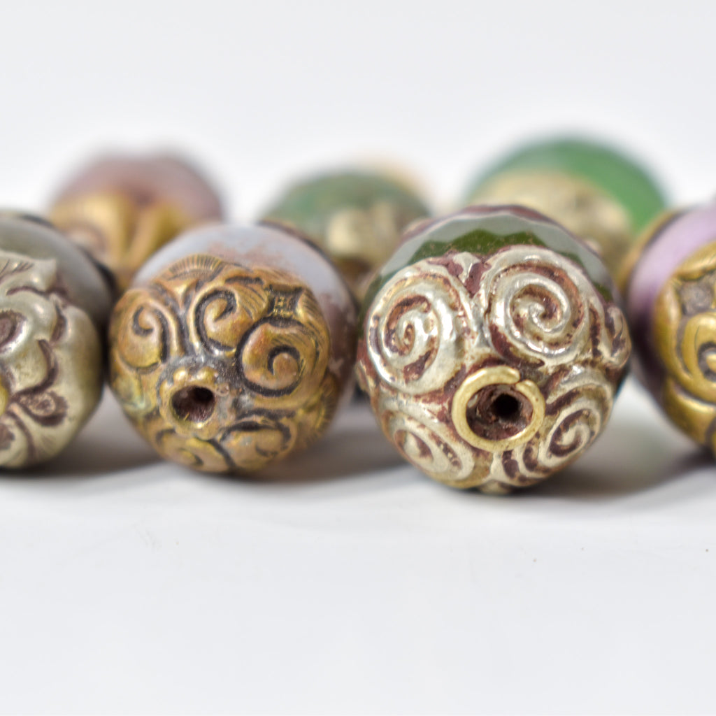 10 Loose Tibetan Repoussé Beads