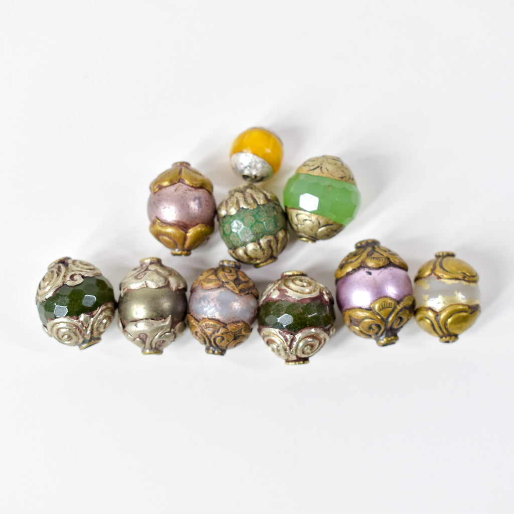 10 Loose Tibetan Repoussé Beads