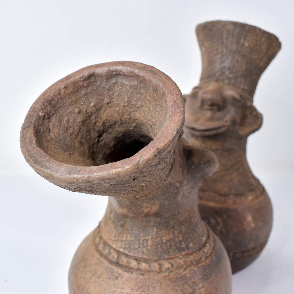 Mangbetu Double Figure Marriage Clay Vessel Congo