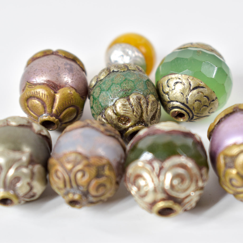 10 Loose Tibetan Repoussé Beads