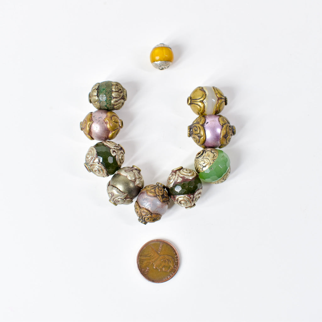 10 Loose Tibetan Repoussé Beads