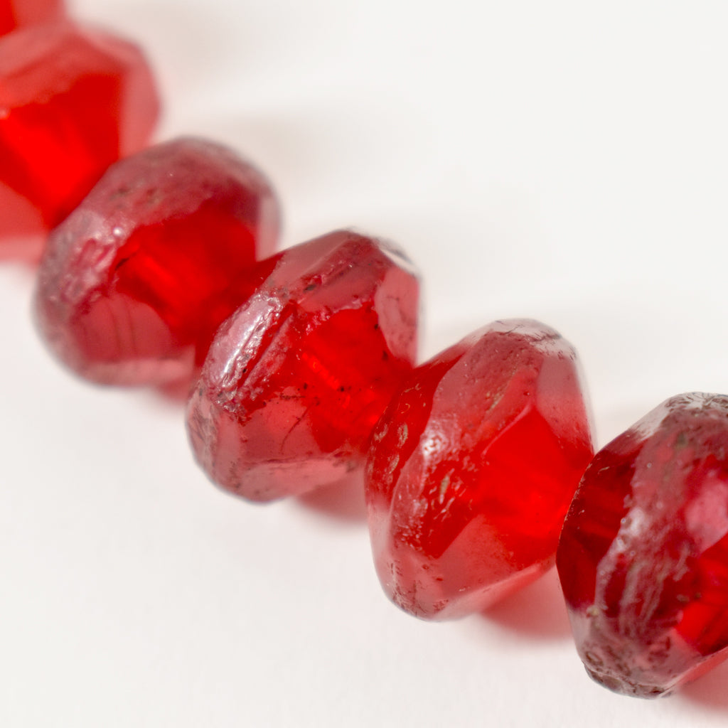Red Vaseline Faceted Trade Beads