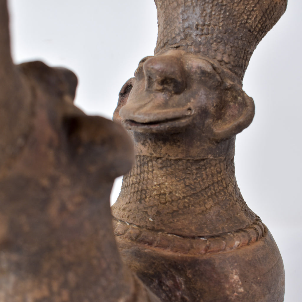 Mangbetu Double Figure Marriage Clay Vessel Congo