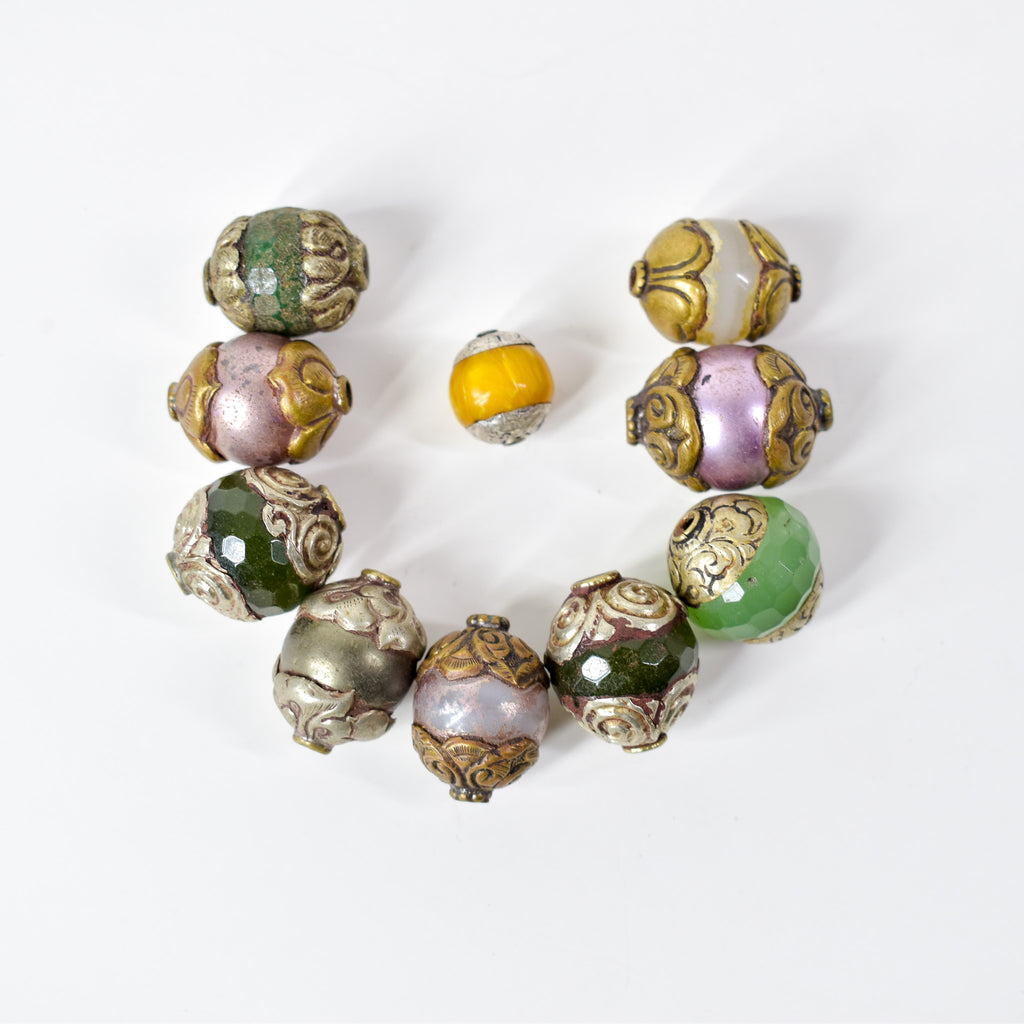 10 Loose Tibetan Repoussé Beads