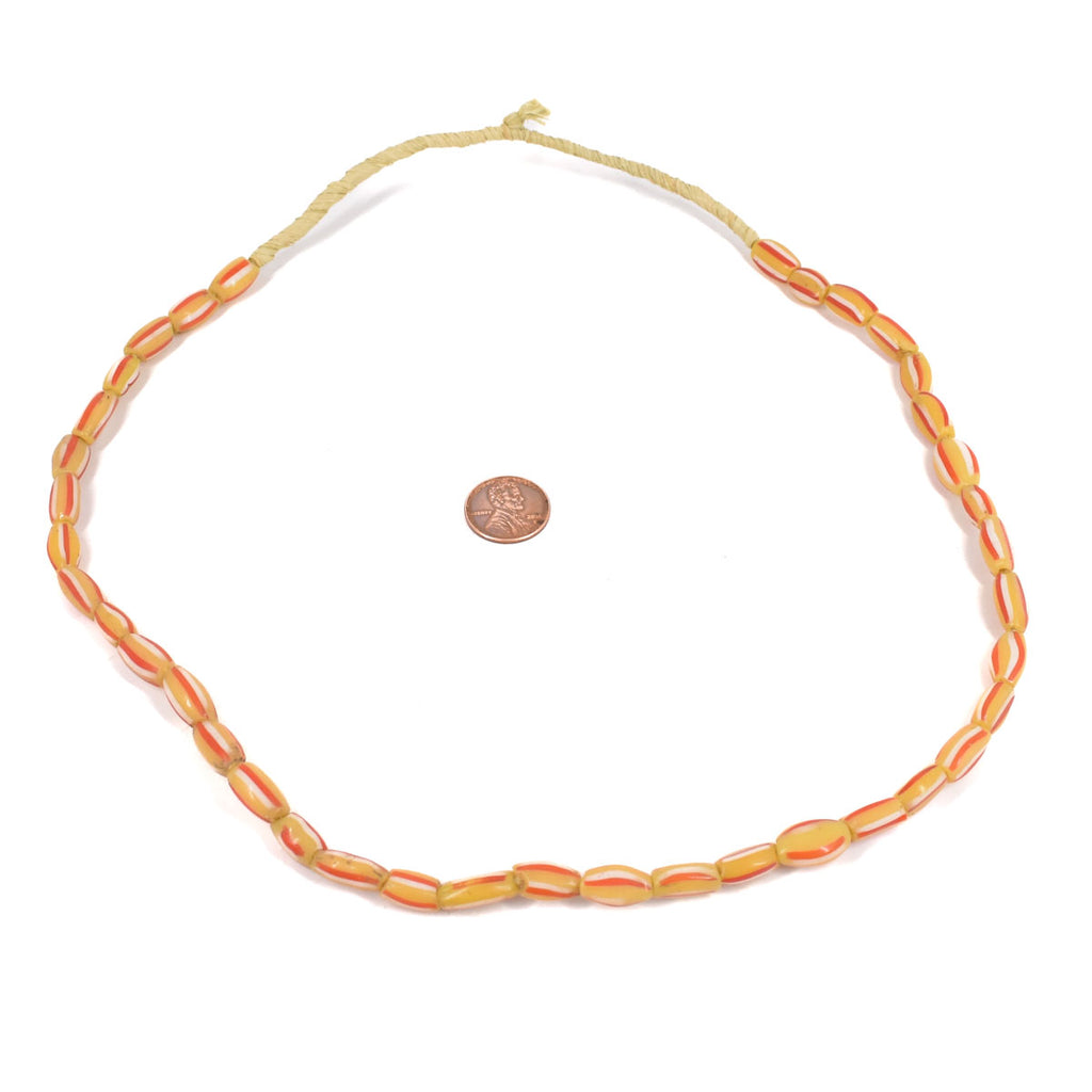 Yellow and Orange Striped Venetian Trade Beads