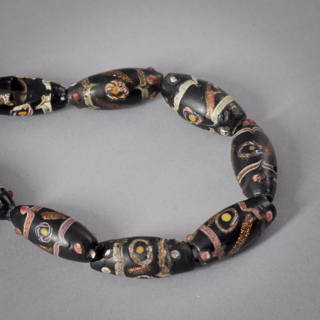 Black Aventurine Venetian Trade Beads