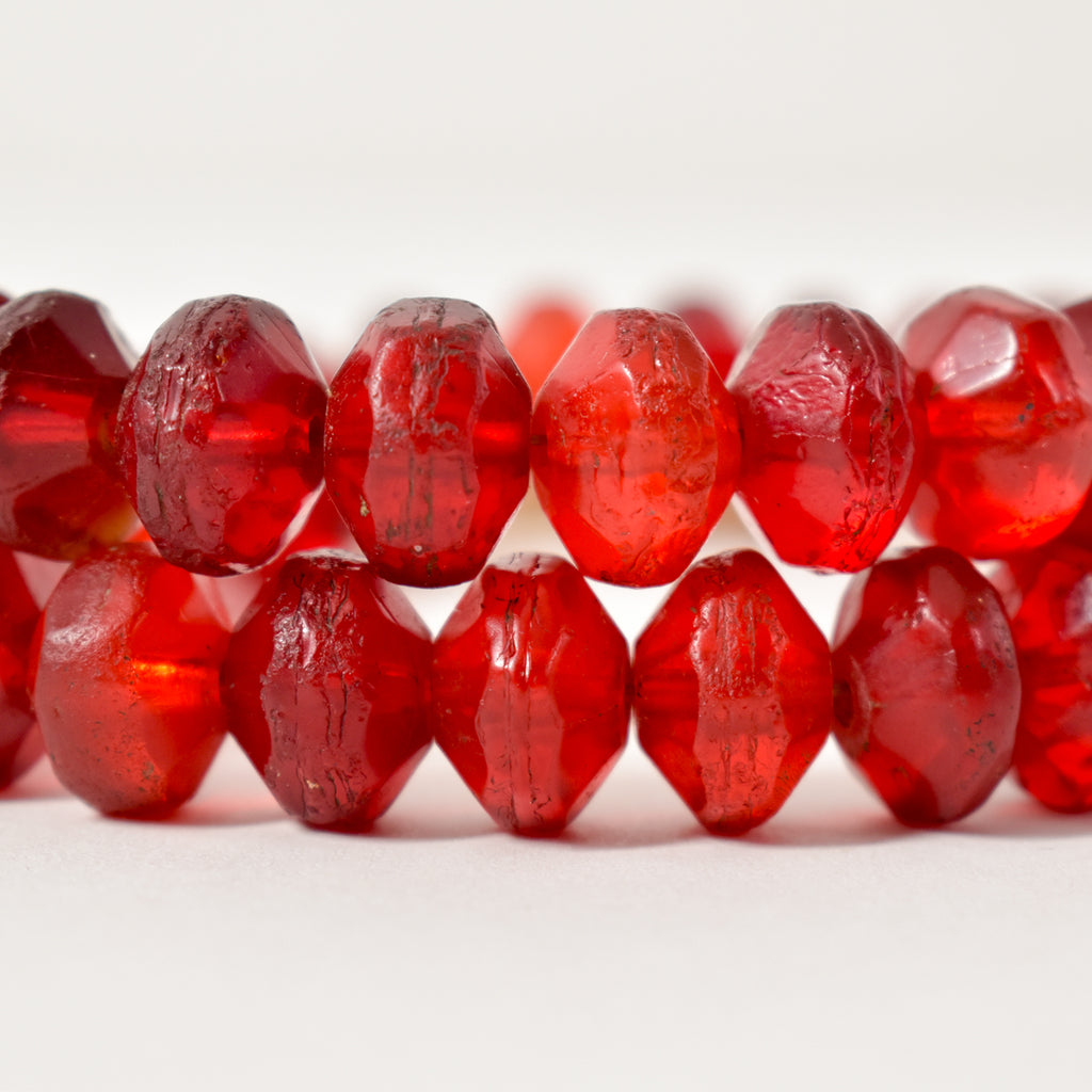 Red Vaseline Faceted Trade Beads