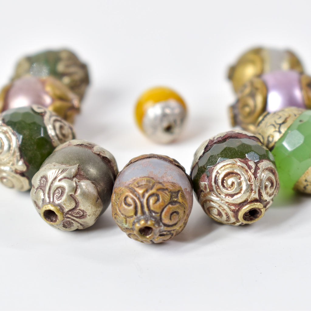 10 Loose Tibetan Repoussé Beads