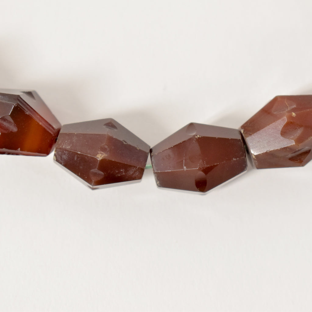 Carnelian Red Agate Faceted Bicone Trade Beads