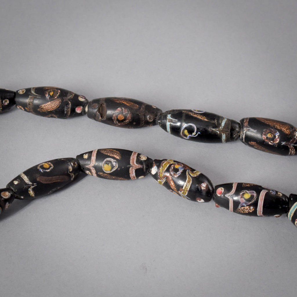 Black Aventurine Venetian Trade Beads