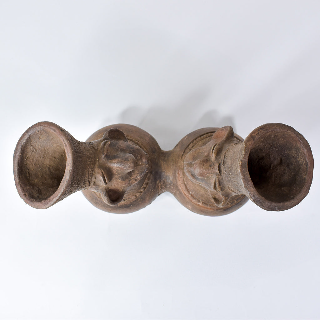 Mangbetu Double Figure Marriage Clay Vessel Congo