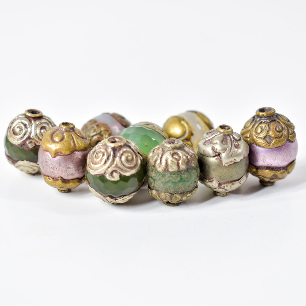 10 Loose Tibetan Repoussé Beads