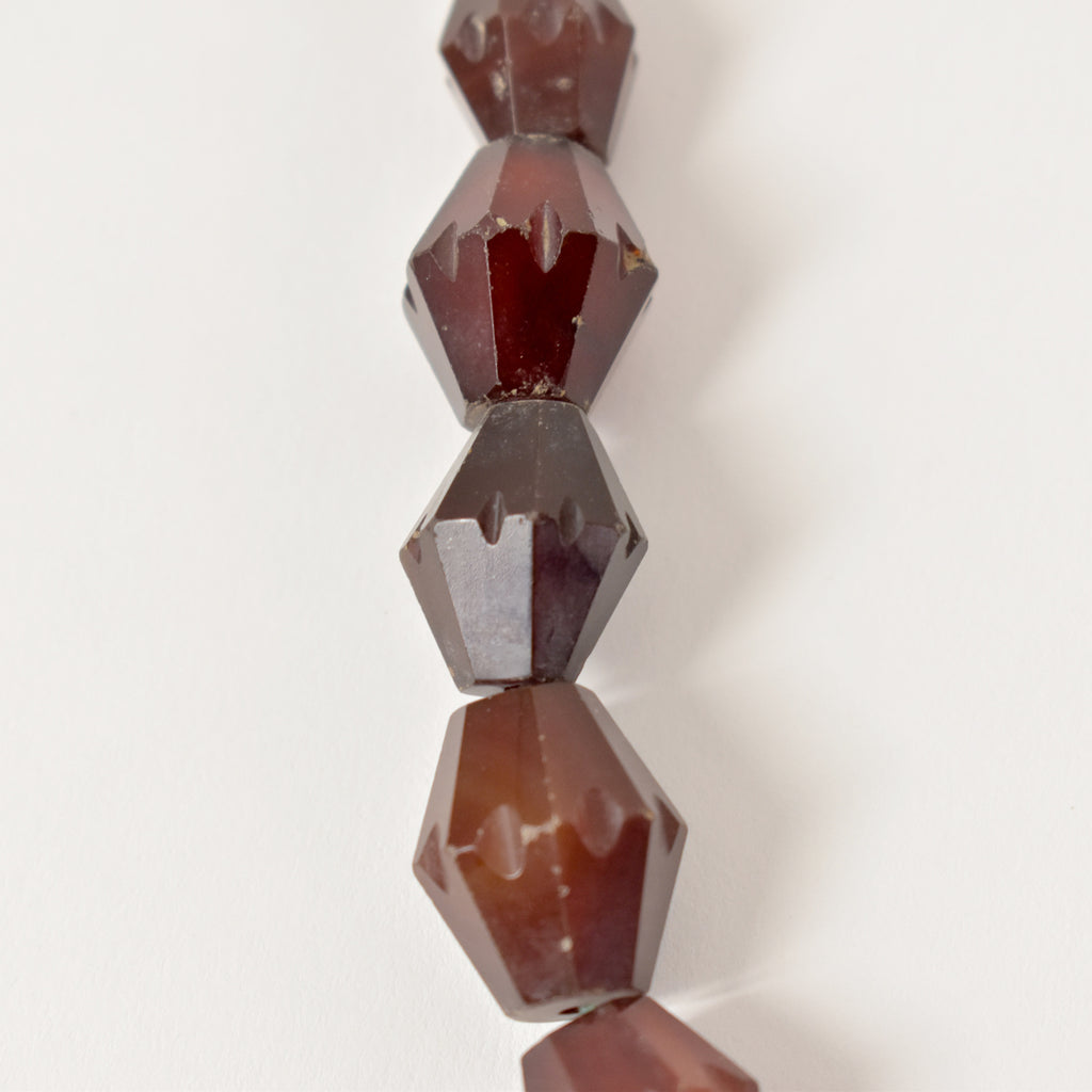 Carnelian Red Agate Faceted Bicone Trade Beads