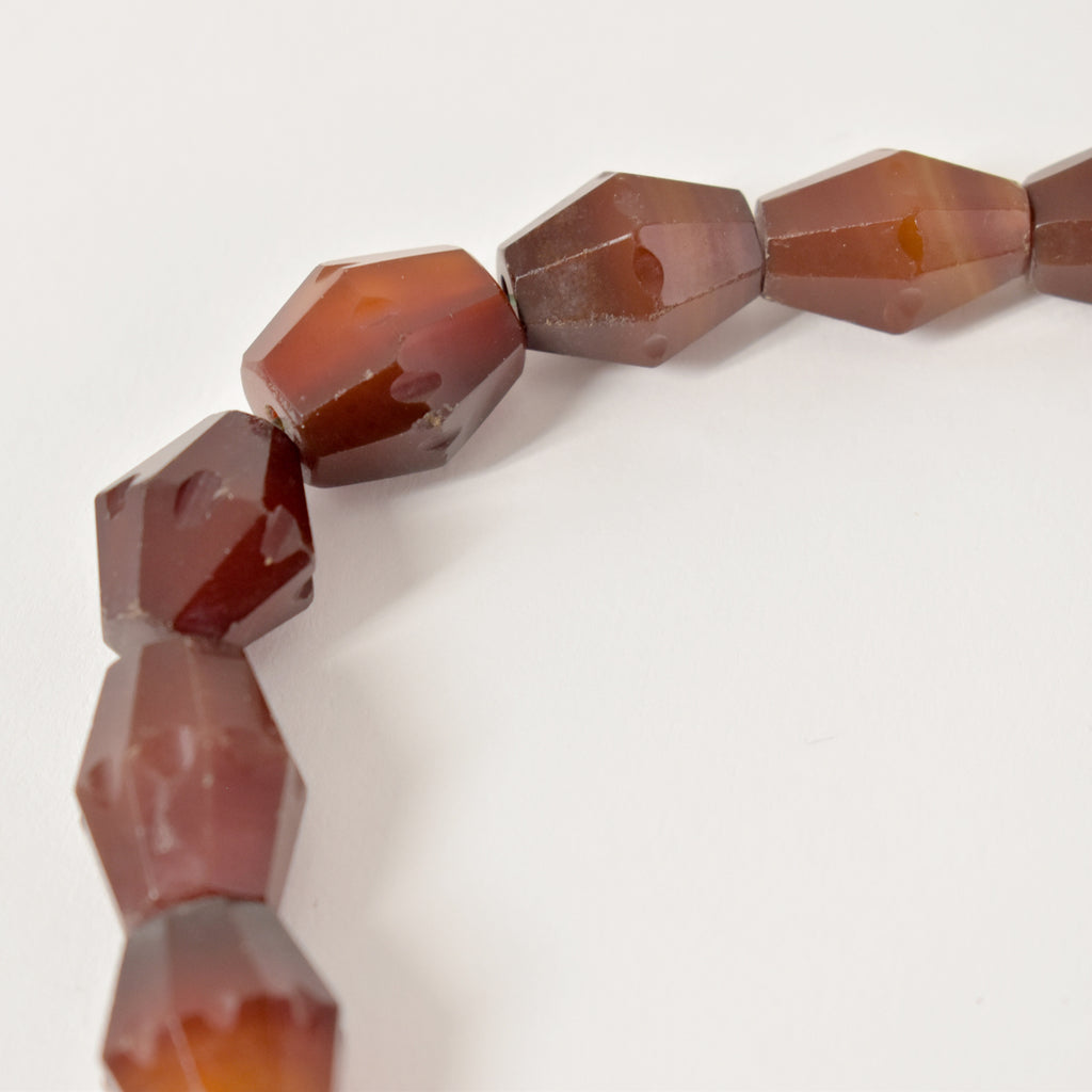 Carnelian Red Agate Faceted Bicone Trade Beads