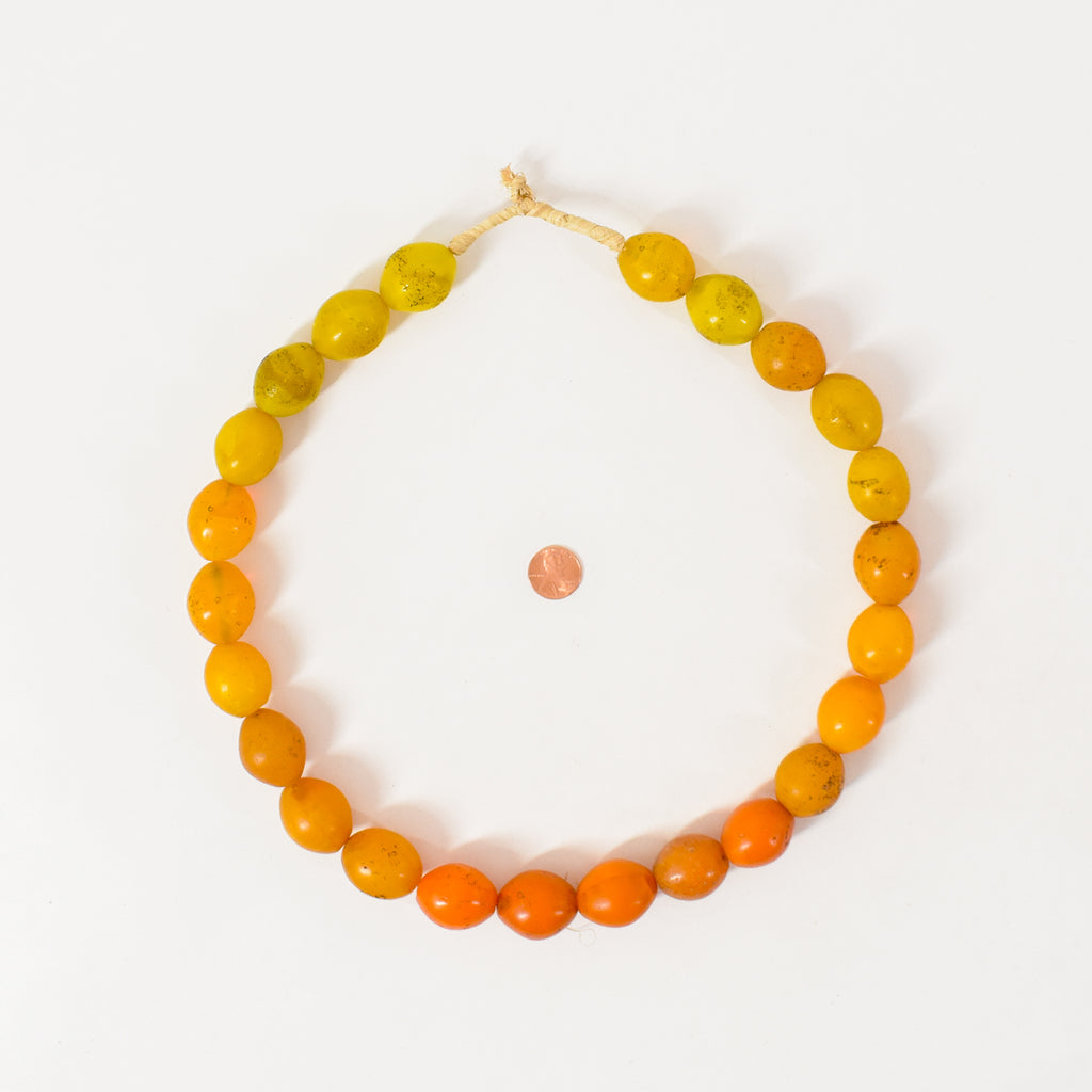 Venetian Pigeon Egg Yellow and Orange Large Trade Beads