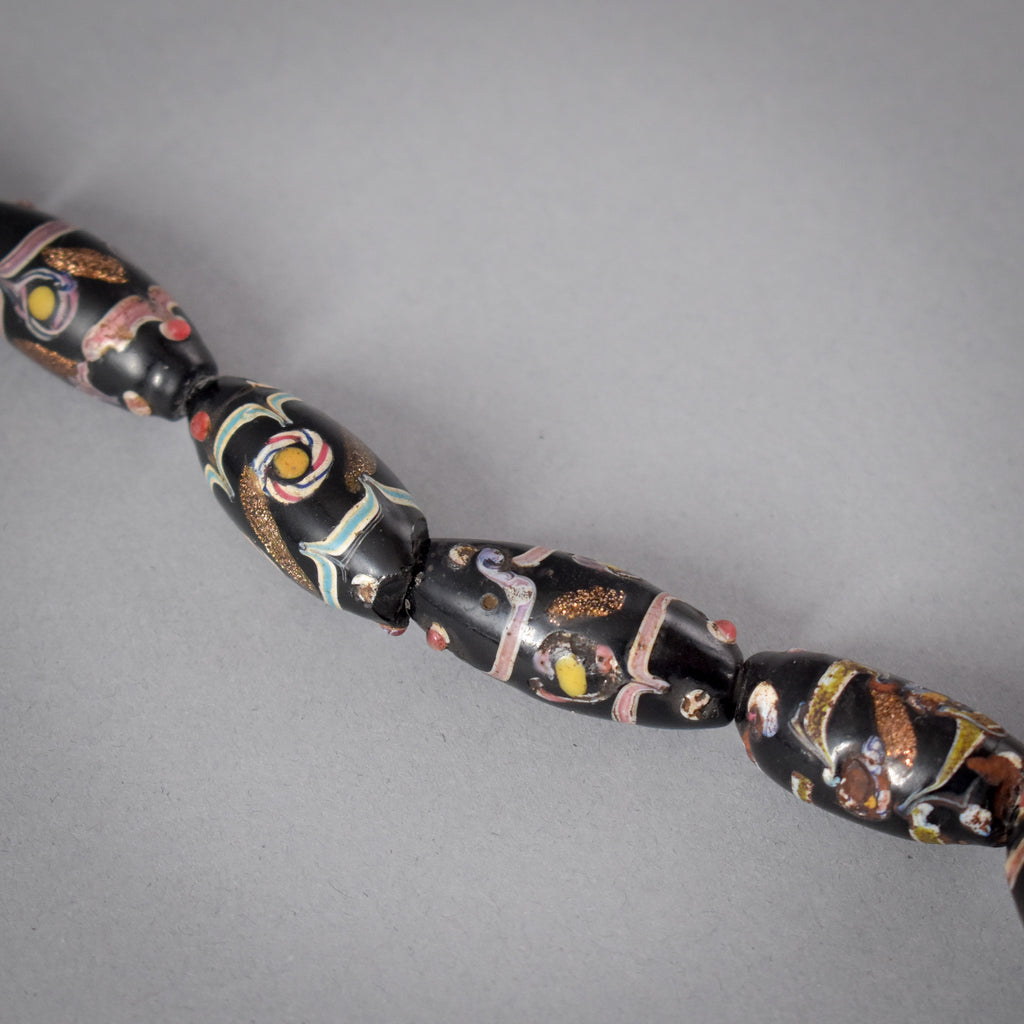 Black Aventurine Venetian Trade Beads