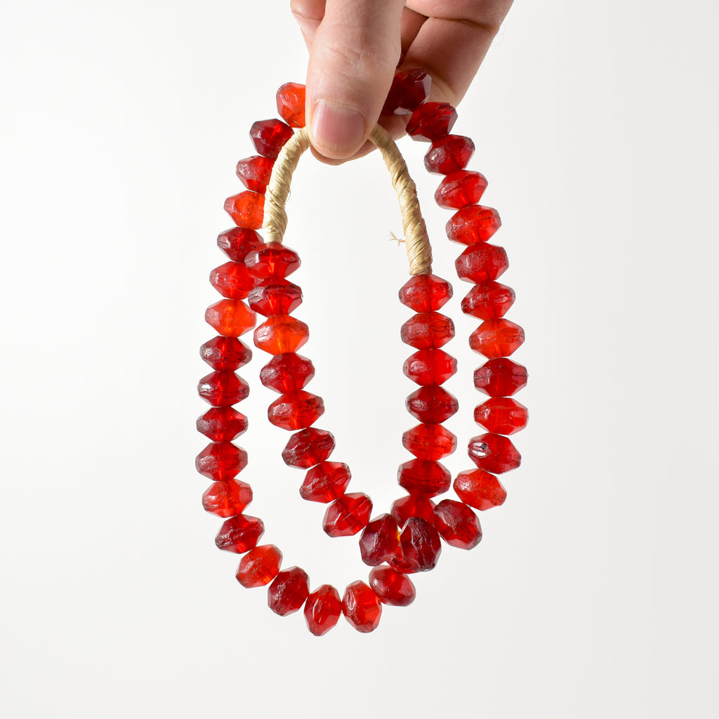 Red Vaseline Faceted Trade Beads