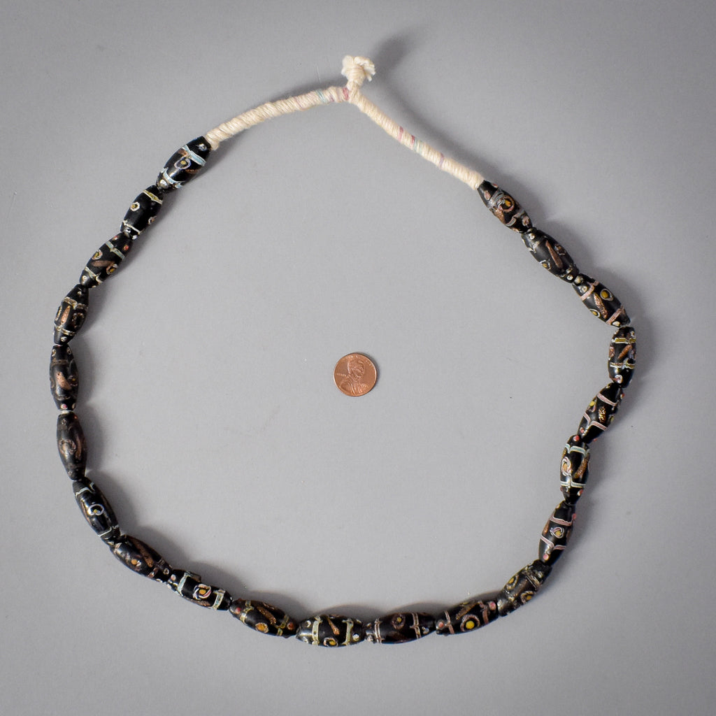 Black Aventurine Venetian Trade Beads