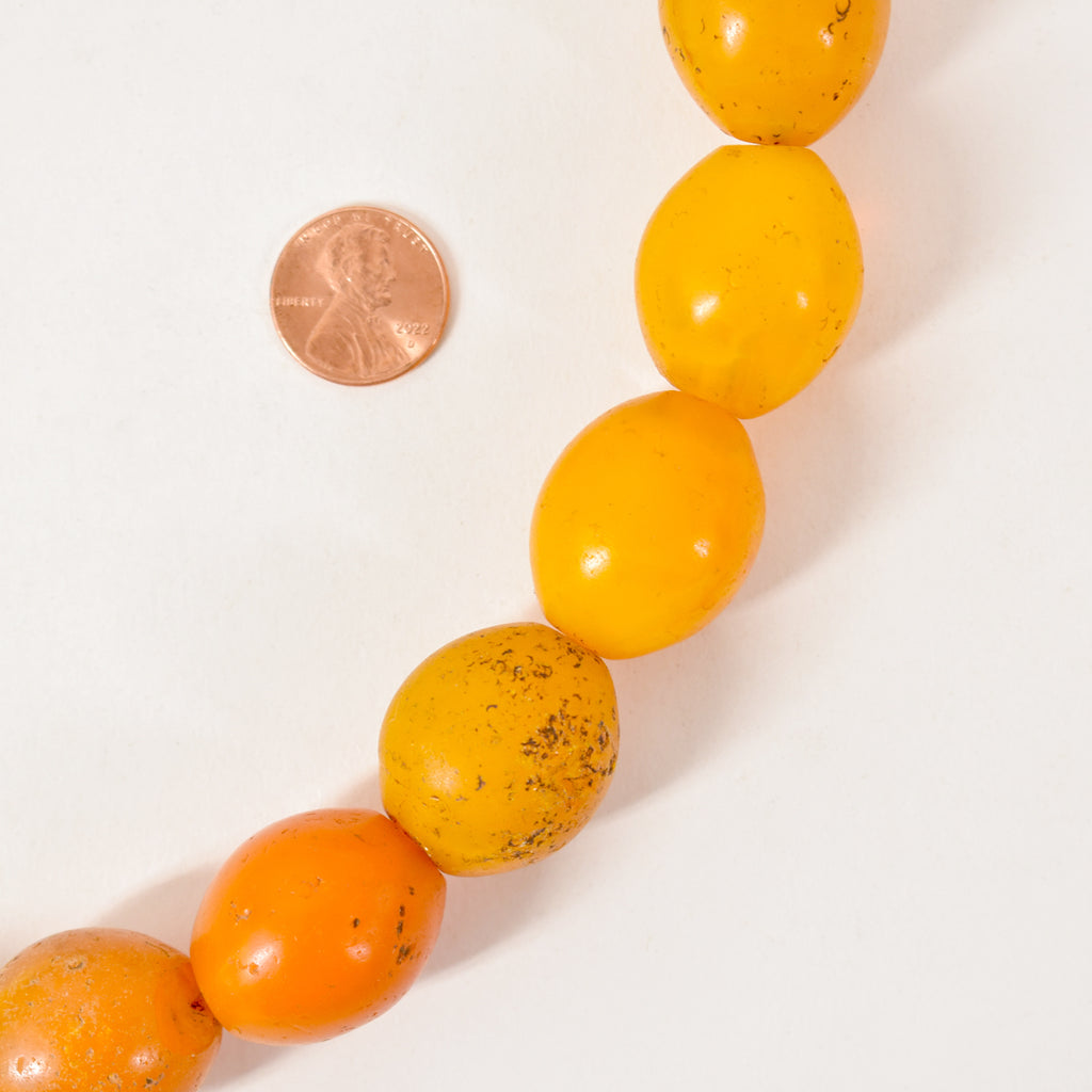 Venetian Pigeon Egg Yellow and Orange Large Trade Beads