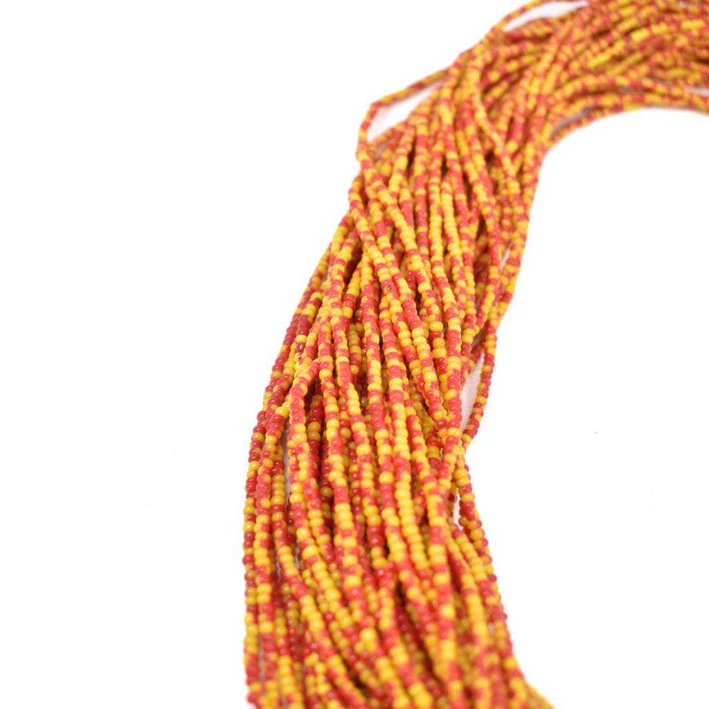 Yellow and Red Baule Tamba Seed Bead Necklace