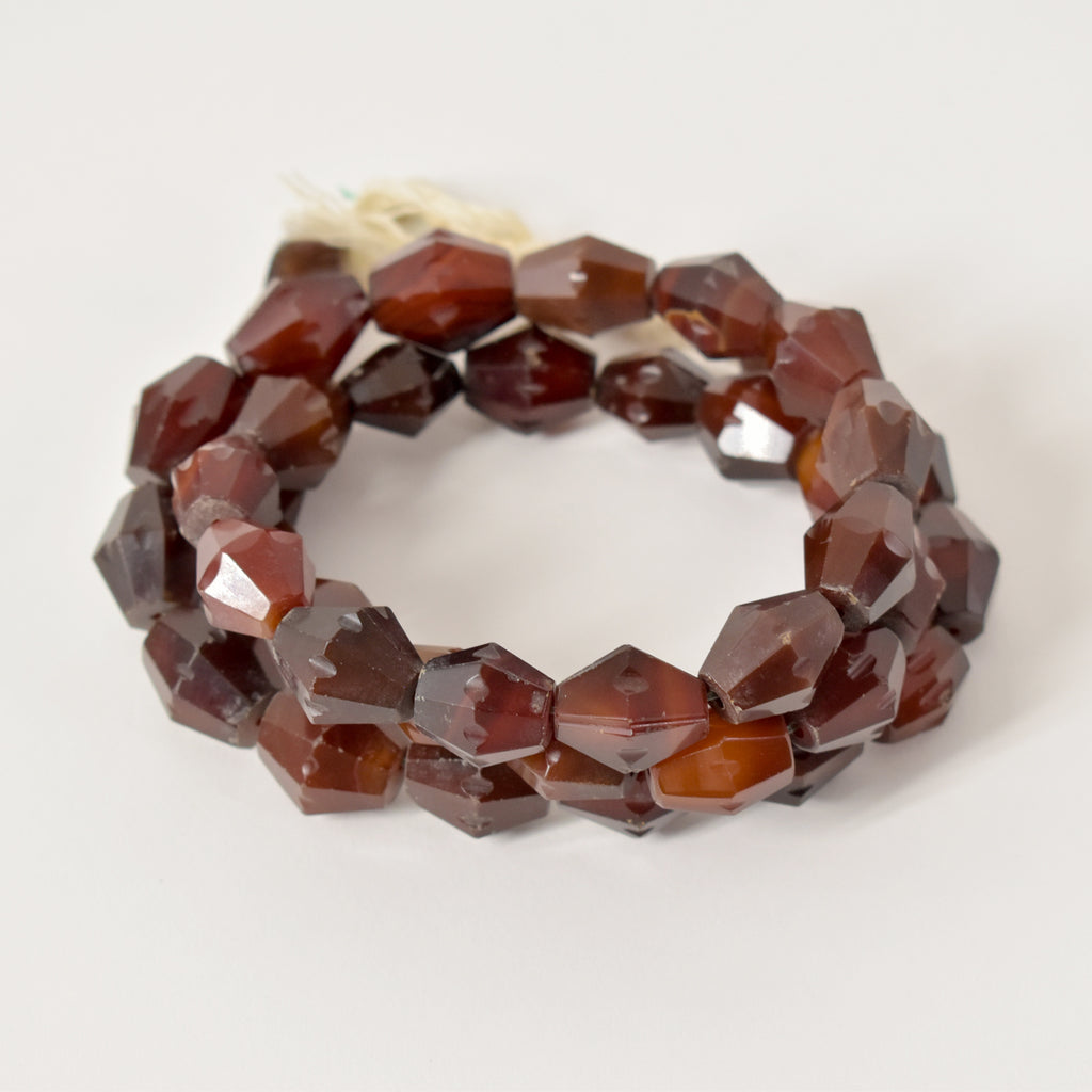 Carnelian Red Agate Faceted Bicone Trade Beads