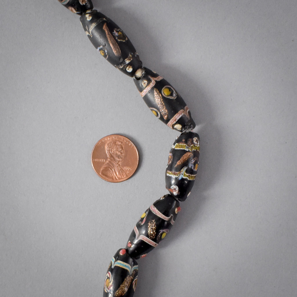 Black Aventurine Venetian Trade Beads