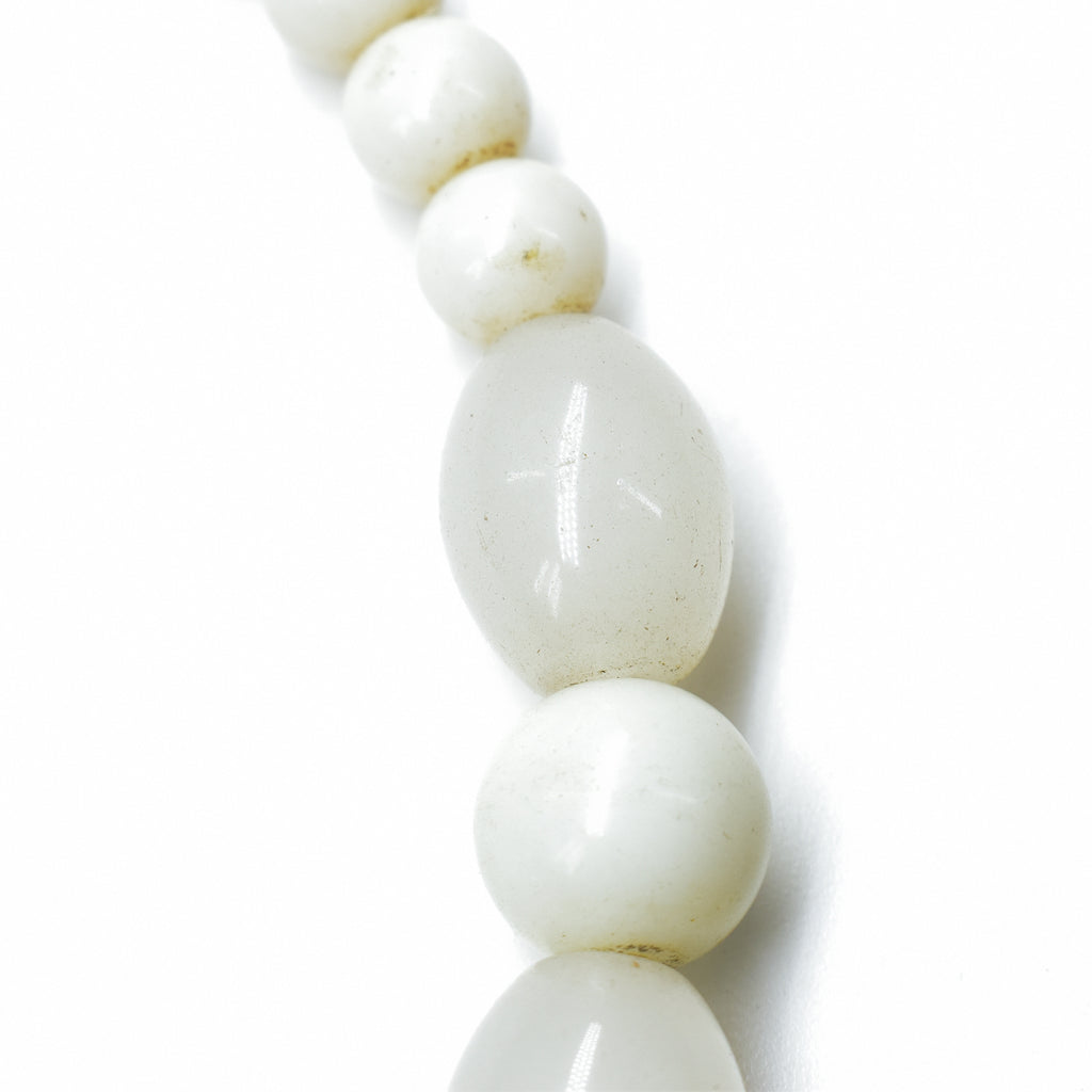 White Pigeon Egg Bohemian Trade Beads With Buffalo Teeth