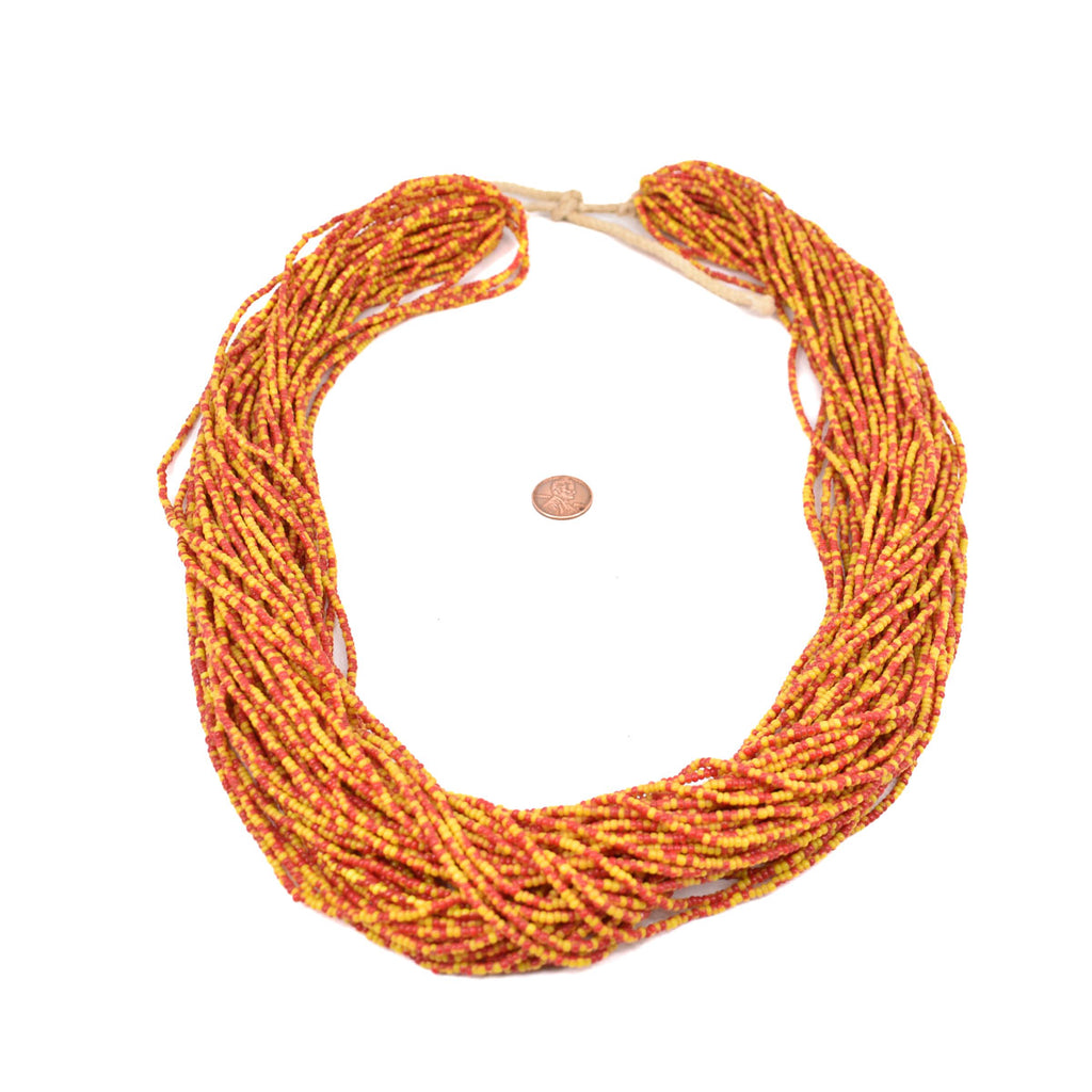 Yellow and Red Baule Tamba Seed Bead Necklace