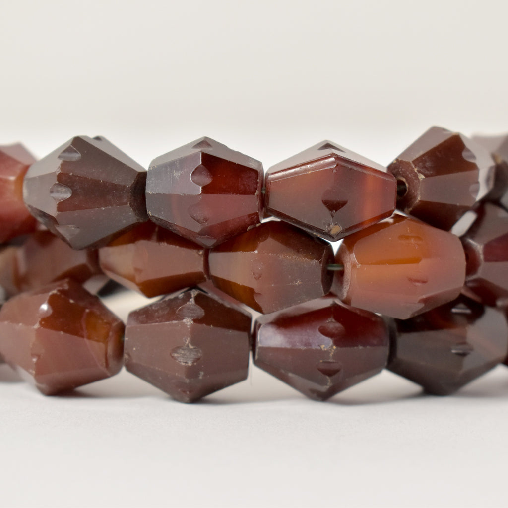 Carnelian Red Agate Faceted Bicone Trade Beads