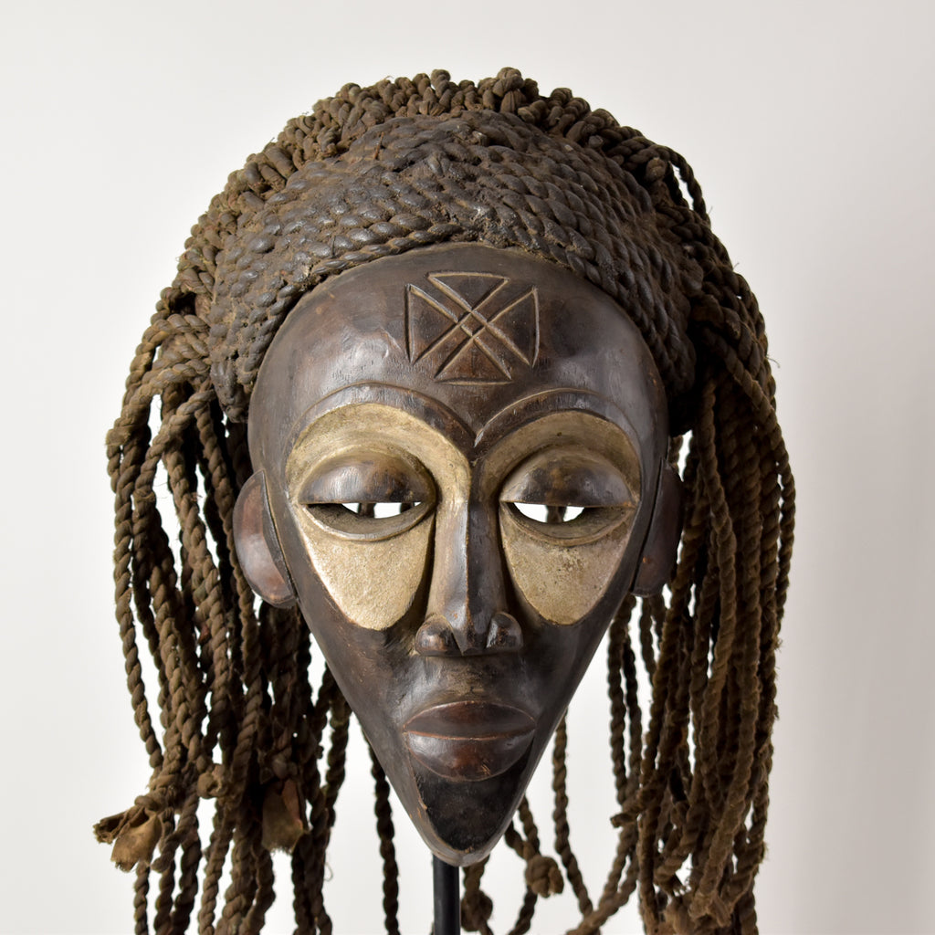 Chokwe Mask Mwana Pwo with Headdress Congo