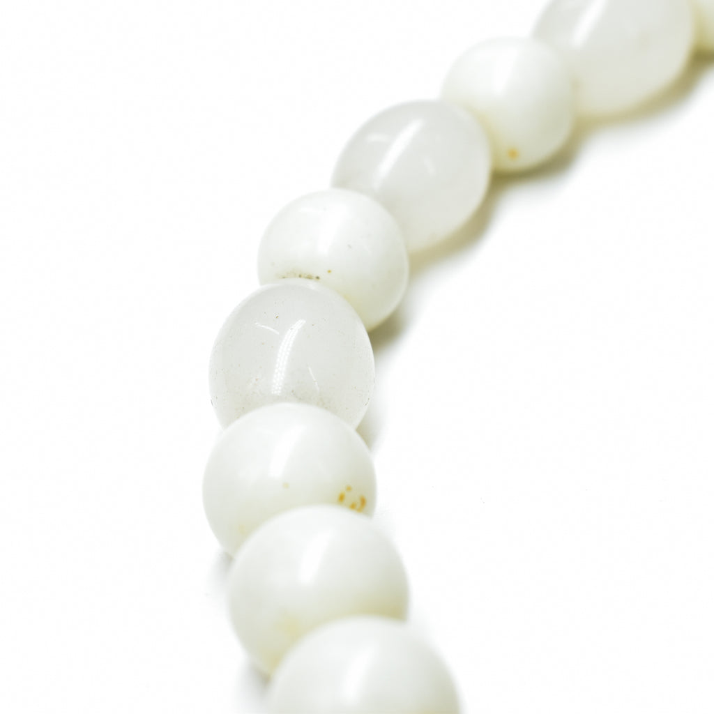 White Pigeon Egg Bohemian Trade Beads With Buffalo Teeth