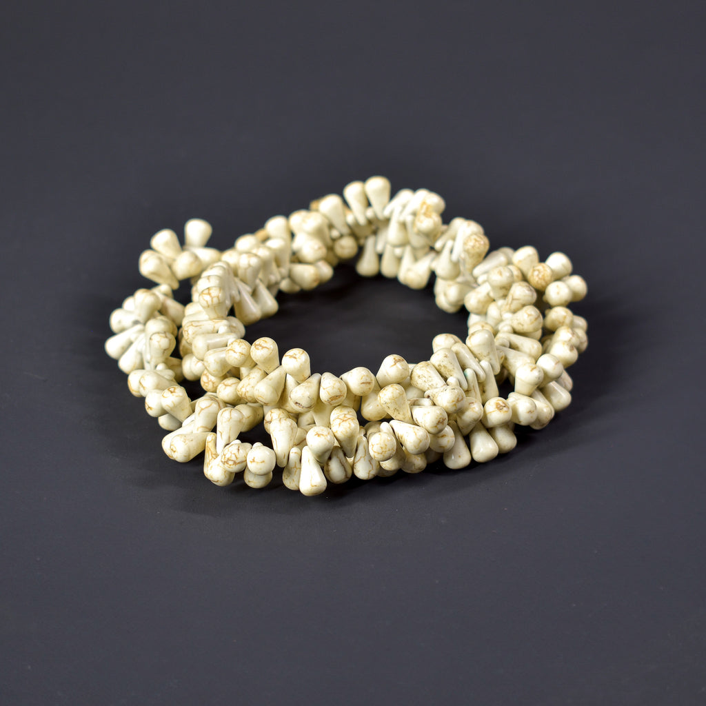 Bohemian White Teardrop Trade Beads Czech 34 Inch