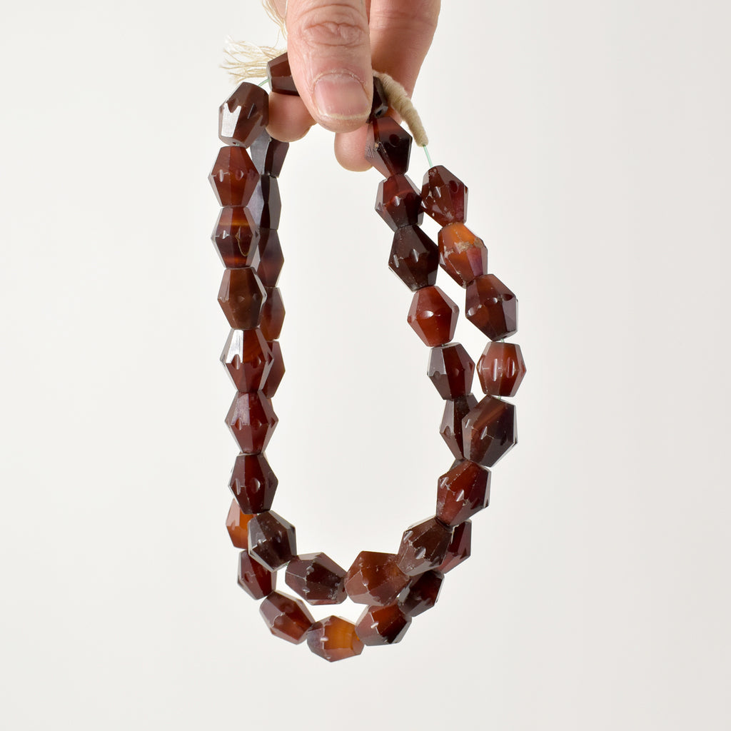 Carnelian Red Agate Faceted Bicone Trade Beads