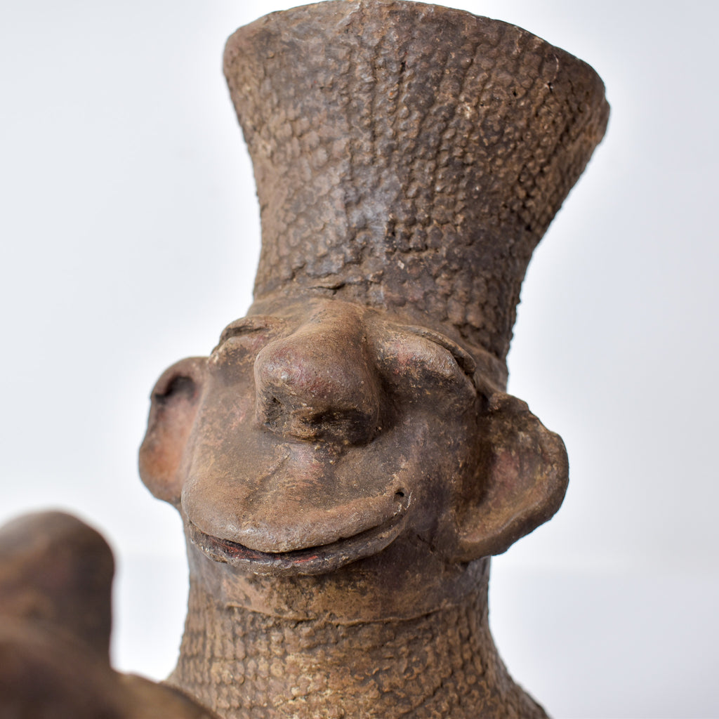 Mangbetu Double Figure Marriage Clay Vessel Congo