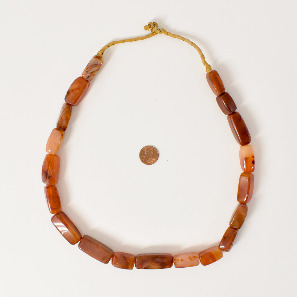 Carnelian Stone Faceted Rectangular Trade Beads