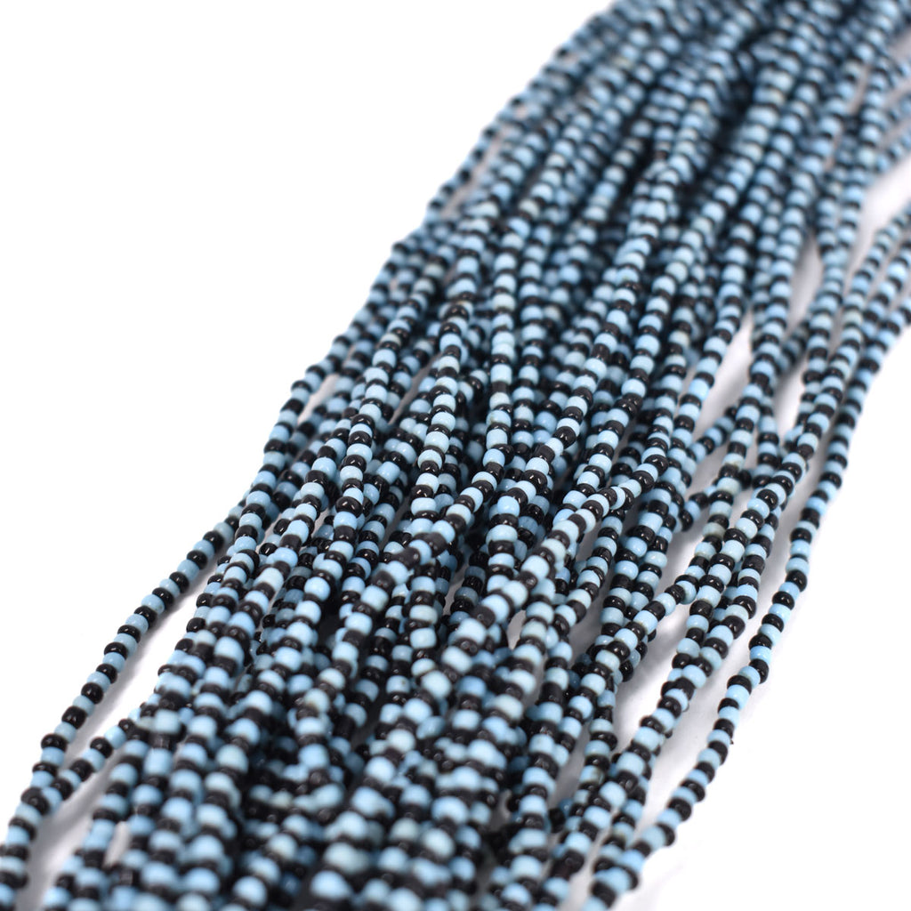 Blue and Black Baule Tamba Seed Bead Necklace