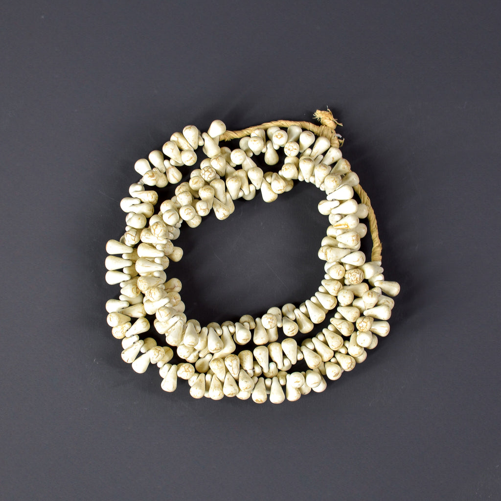 Bohemian White Teardrop Trade Beads Czech 34 Inch