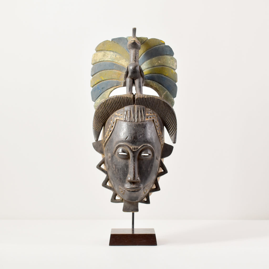 Guro Yaure Portrait Mask With Bird Crest and Horns Côte d'Ivoire